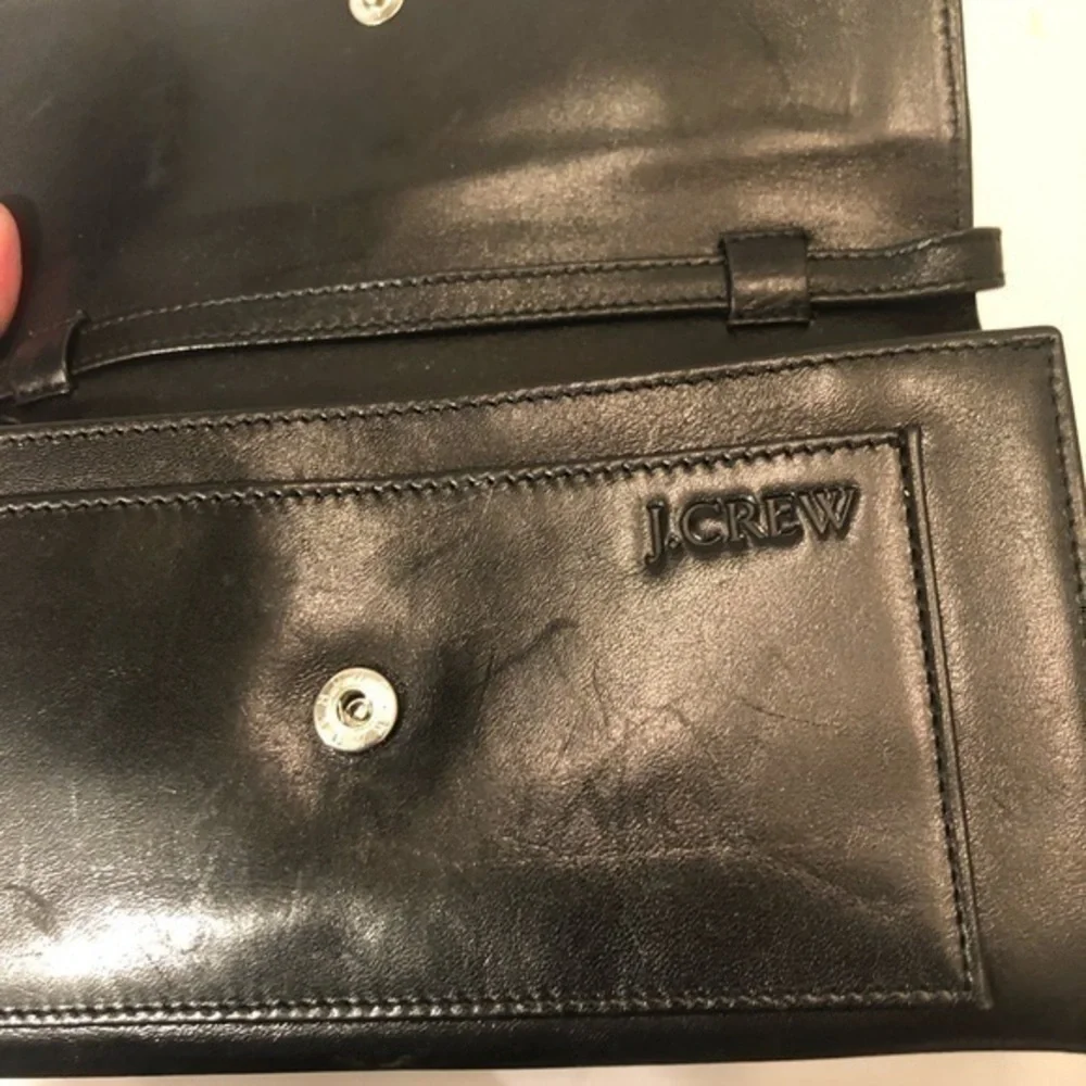 J. Crew black leather organizer bag